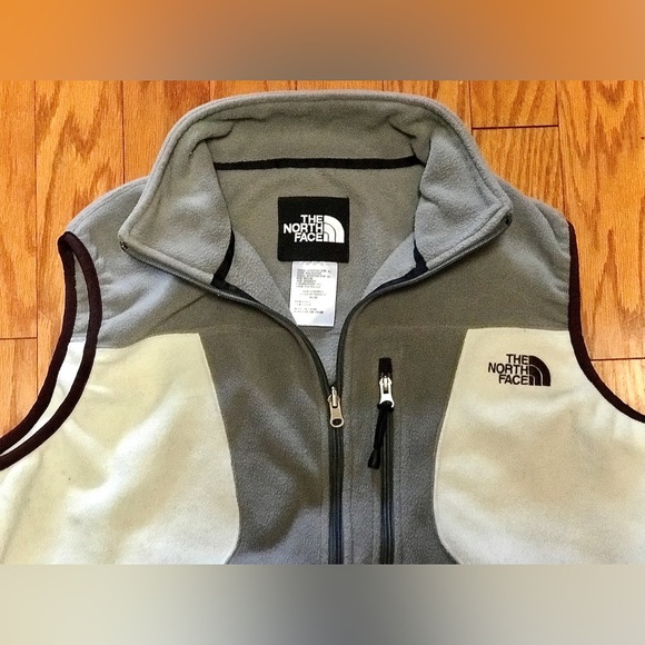 Men’s Medium Vintage 1990s Fleece Colorblock Grey White THE NORTH FACE Vest - Picture 4 of 14